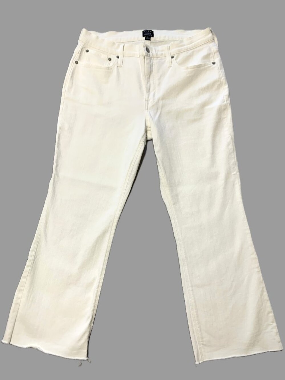 J.Crew Mid‑Rise Flare Crop White Jeans Women Size 31